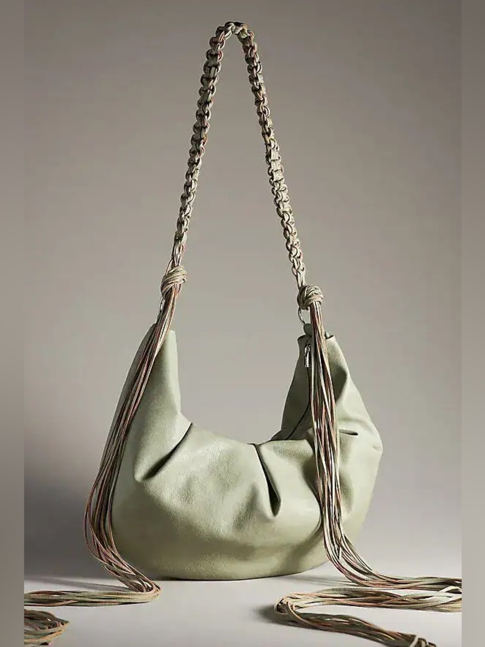 Sage green slouchy faux-leather Holzweiler Cocoon Bag braided should Large